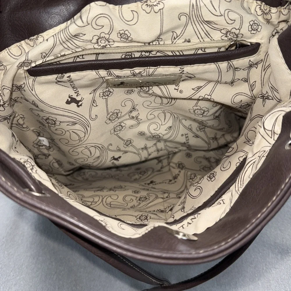 Montana West Western Backpack Purse Brown Studded Tooled Turquoise Cowgirl Bag